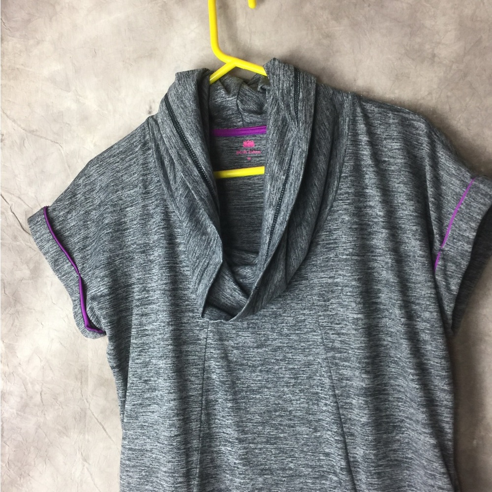 Pink Lotus Gray Midi Dress with Purple Accents Medium yoga workout
